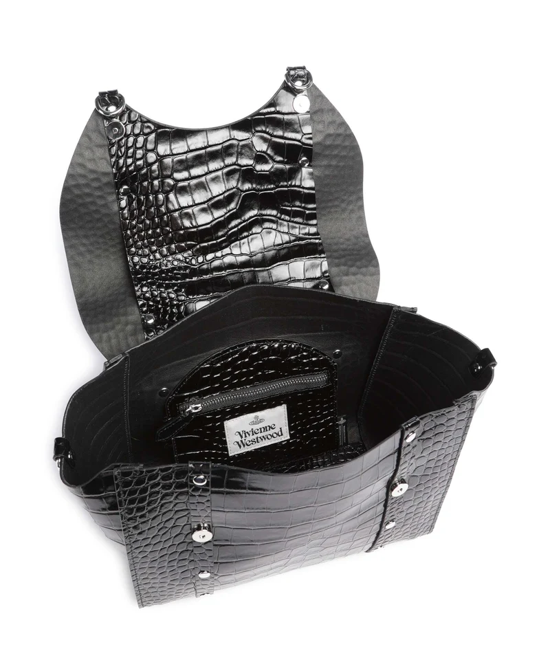 Vivienne Westwood Betty Embossed Croc Medium Bolso de mano black