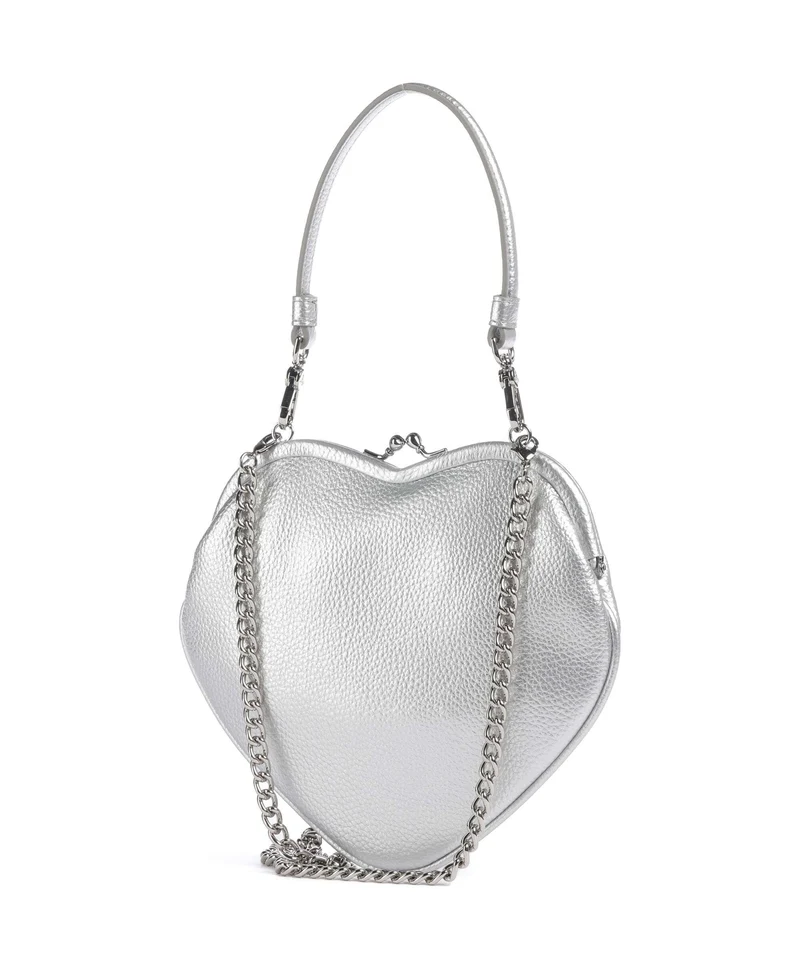 Vivienne Westwood Belle Heart Frame Re-Vegan Grain Bolso de hombro silver